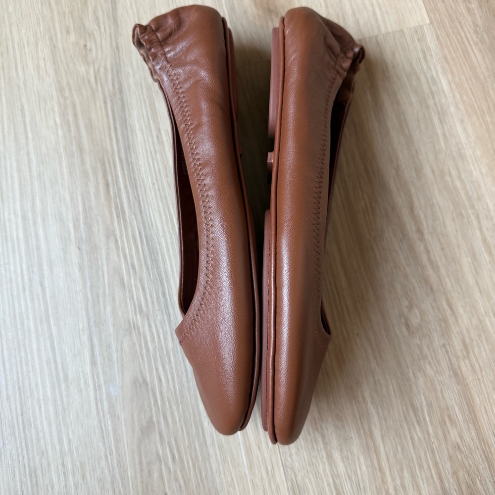 Quince Women’s Cognac Brown Italian Leather On The Go Ballet Flat Shoes 9 - Picture 4 of 6